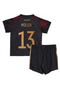 Fotbalové Dres Německo Thomas Muller #13 Dětské Venkovní Oblečení MS 2022 Krátký Rukáv (+ trenýrky)